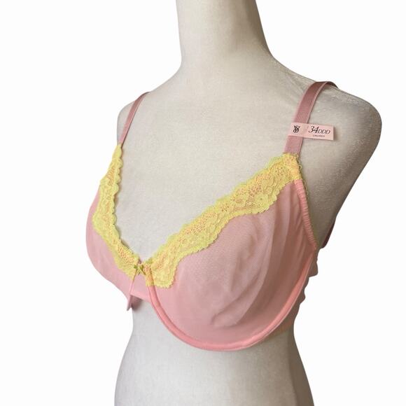 Victoria's Secret 34DDD Tease Bra Underwire Unlined Demi Light Pink Mesh NWT - Picture 4 of 8